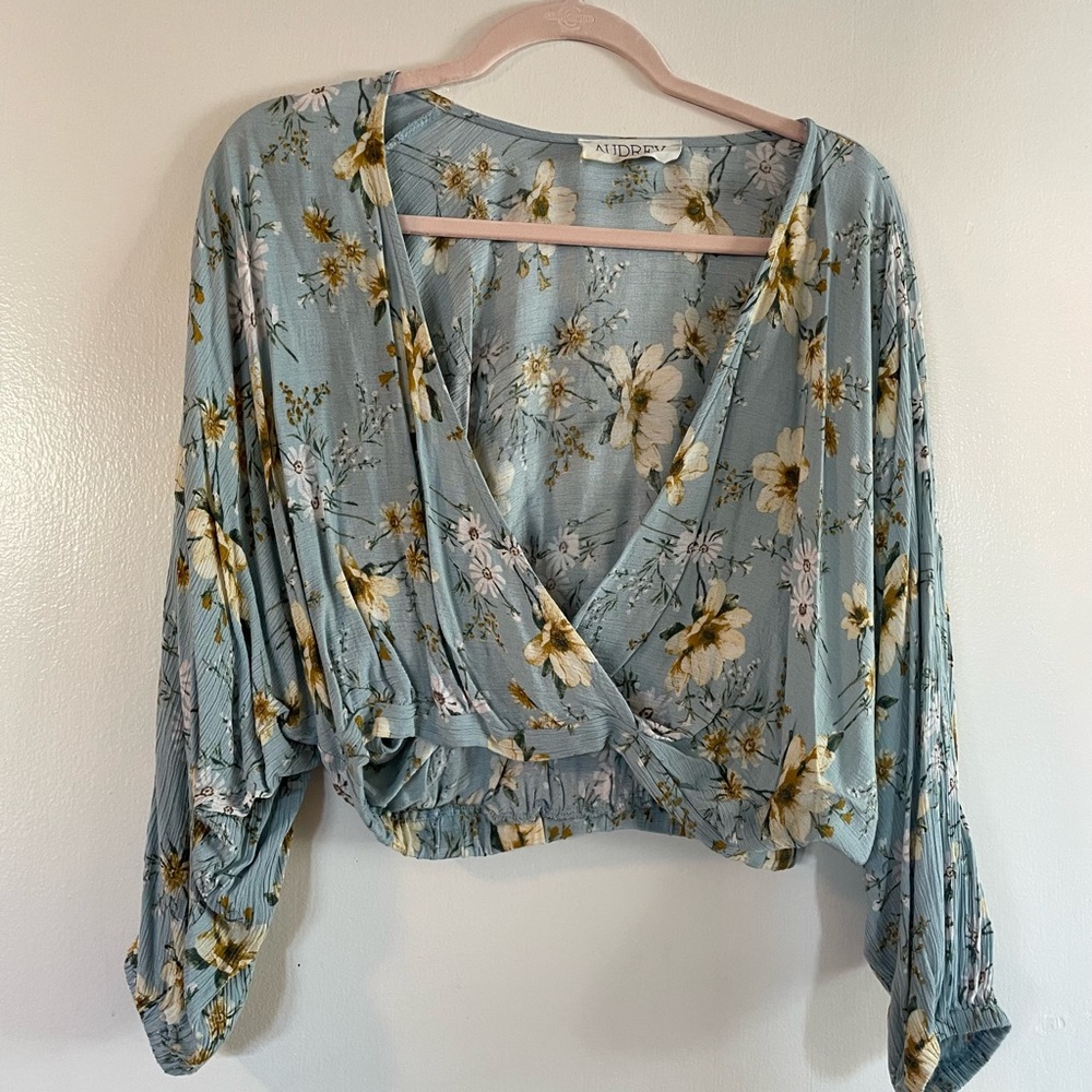 Light blue long sleeve crop